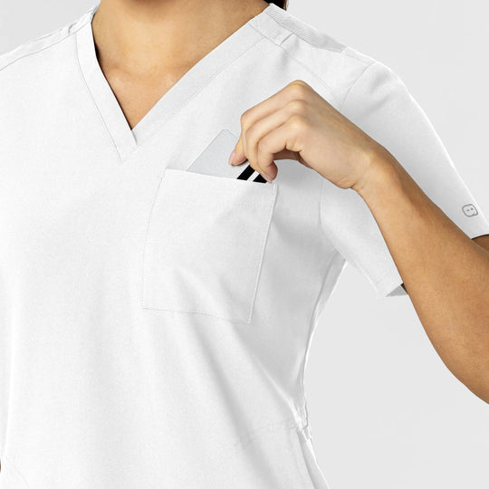 Wink Scrubs Women's W123 Flex-n-Reach V-Neck Scrub Top White | scrub-supply.com