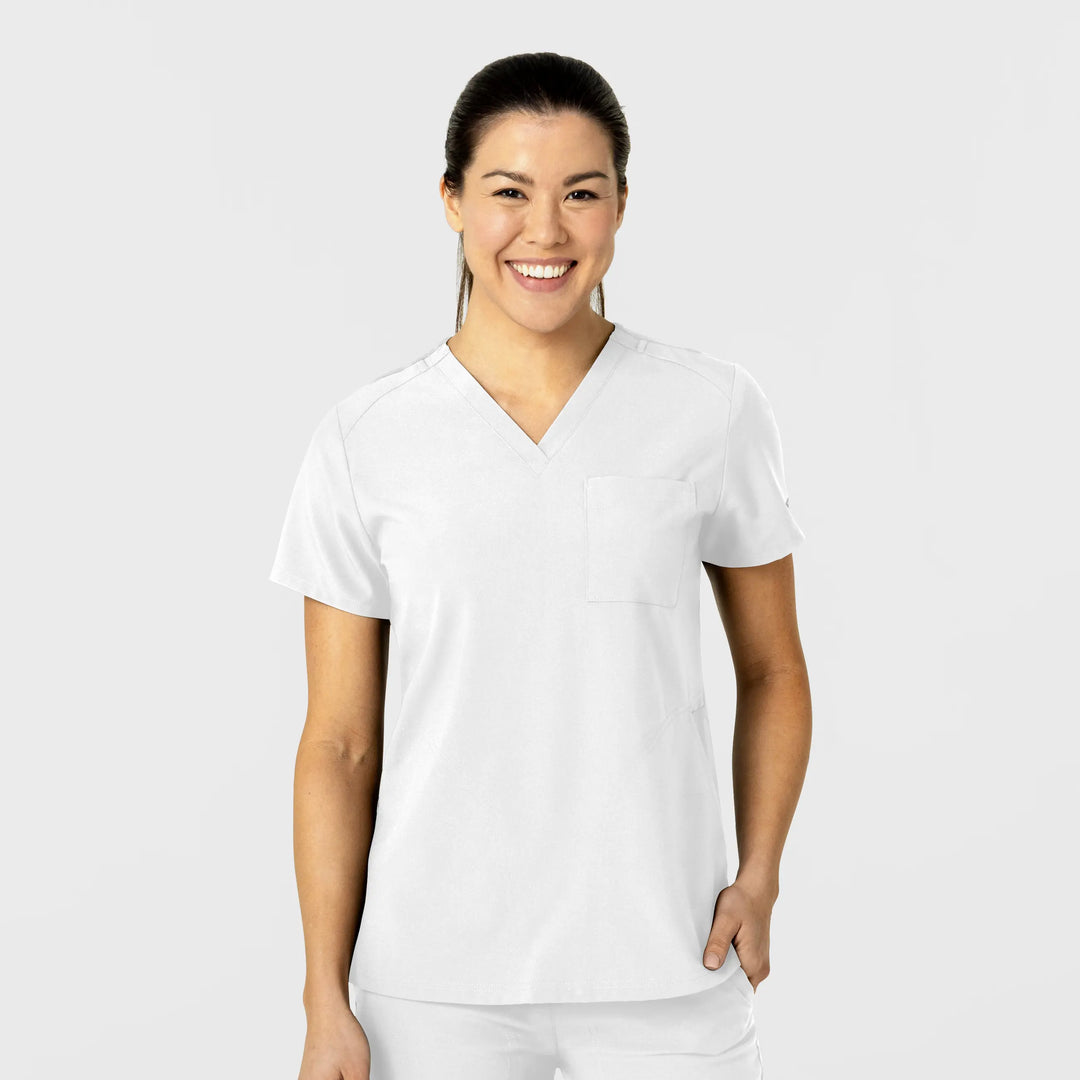 Wink Scrubs Women's W123 Flex-n-Reach V-Neck Scrub Top White | scrub-supply.com