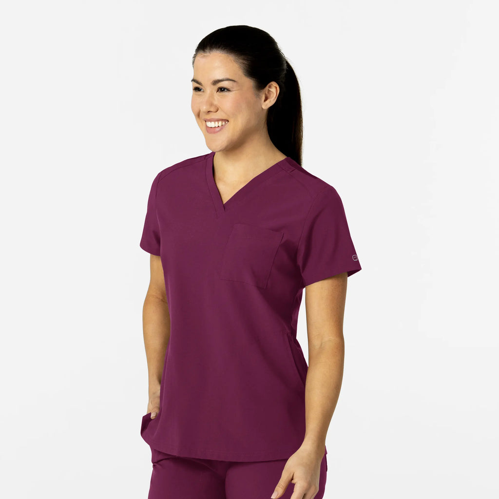 Wink Scrubs Women's W123 Flex-n-Reach V-Neck Scrub Top Wine | scrub-supply.com