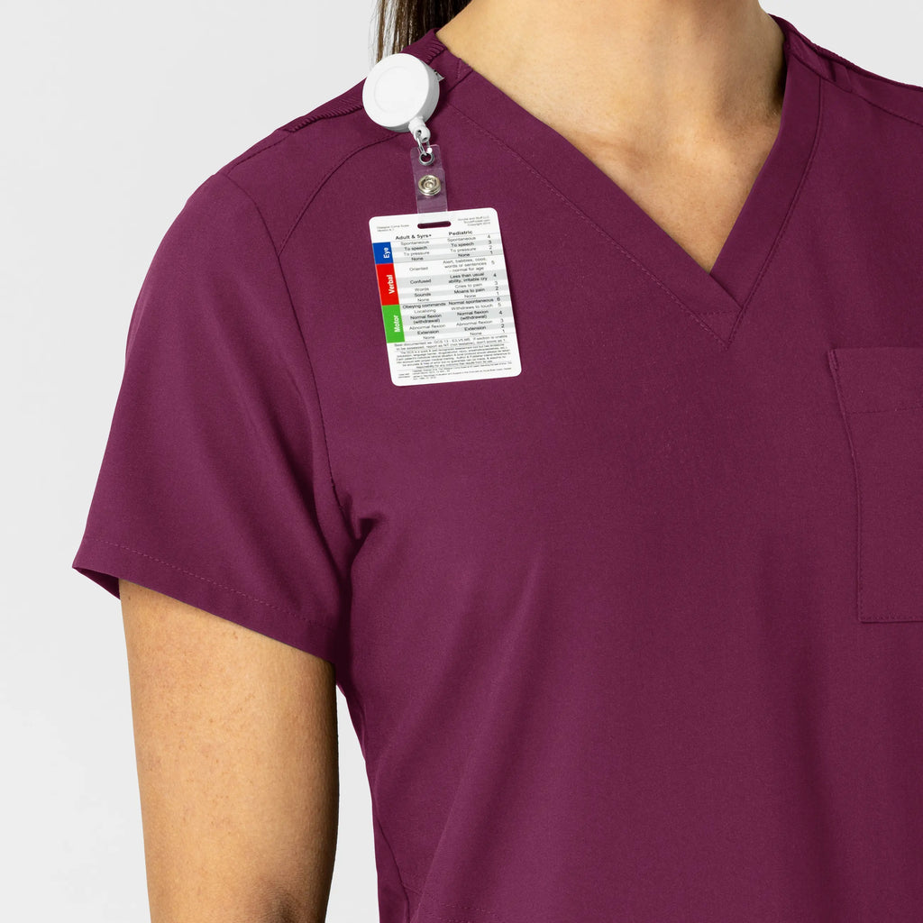 Wink Scrubs Women's W123 Flex-n-Reach V-Neck Scrub Top Wine | scrub-supply.com