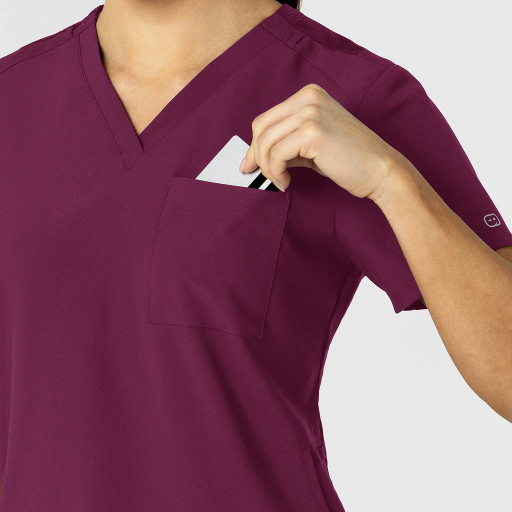 Wink Scrubs Women's W123 Flex-n-Reach V-Neck Scrub Top Wine | scrub-supply.com