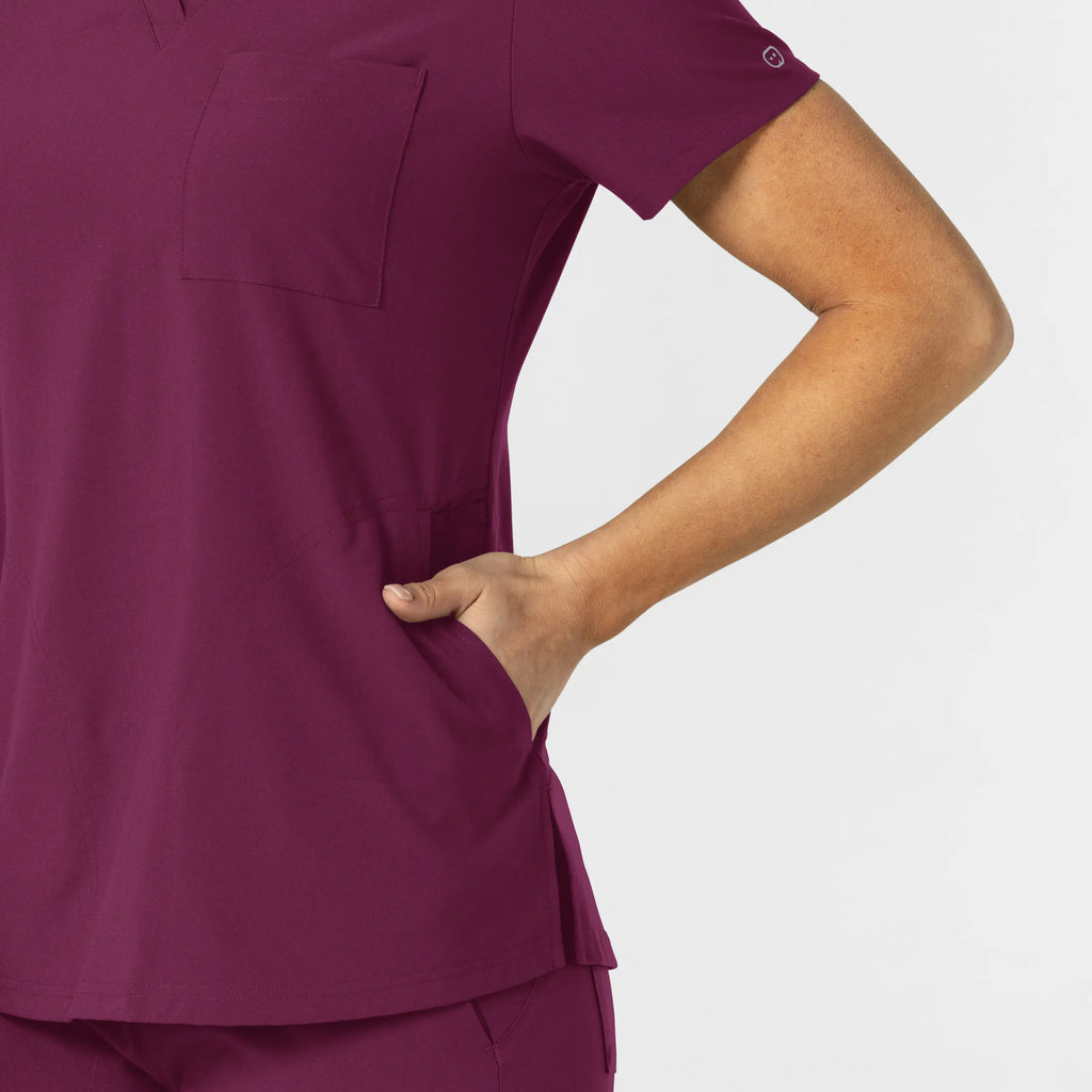 Wink Scrubs Women's W123 Flex-n-Reach V-Neck Scrub Top Wine | scrub-supply.com