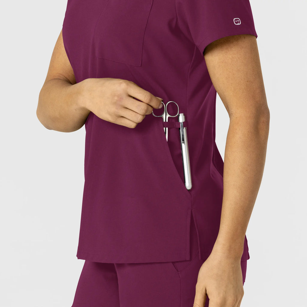 Wink Scrubs Women's W123 Flex-n-Reach V-Neck Scrub Top Wine | scrub-supply.com