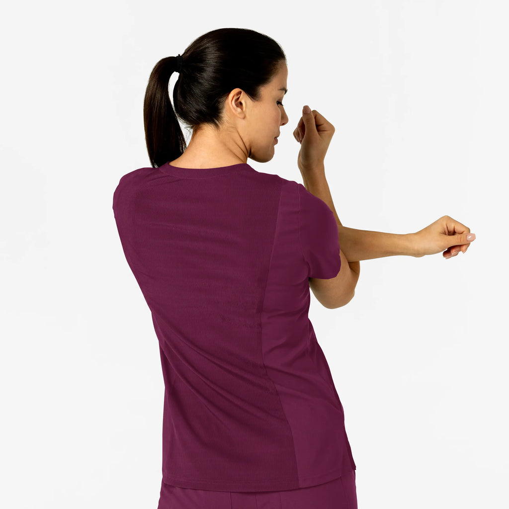 Wink Scrubs Women's W123 Flex-n-Reach V-Neck Scrub Top Wine | scrub-supply.com