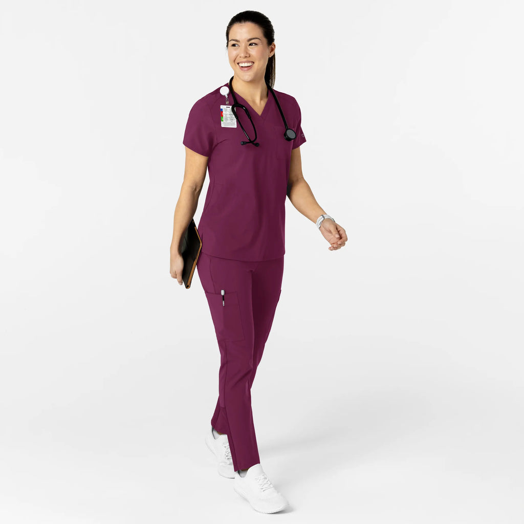 Wink Scrubs Women's W123 Flex-n-Reach V-Neck Scrub Top Wine | scrub-supply.com