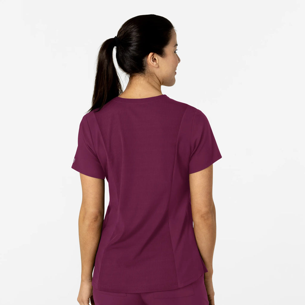 Wink Scrubs Women's W123 Flex-n-Reach V-Neck Scrub Top Wine | scrub-supply.com