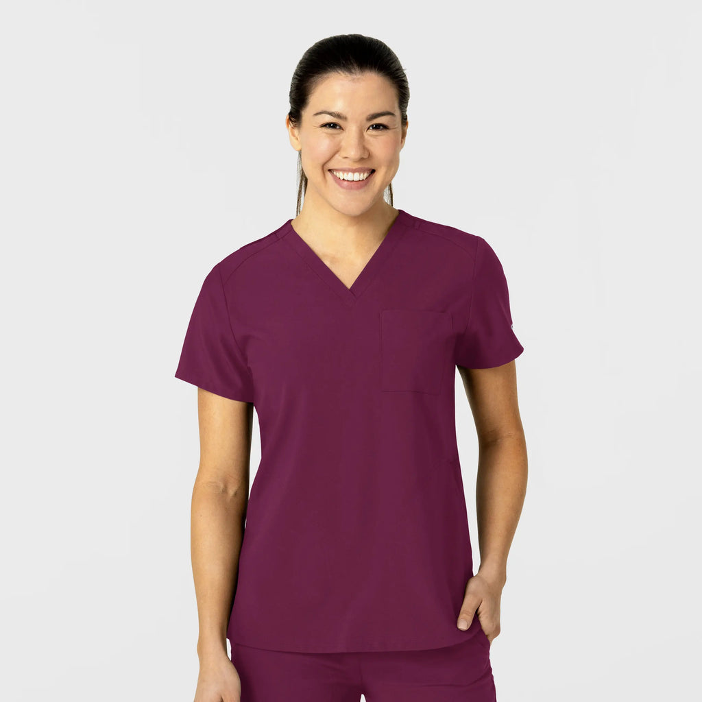 Wink Scrubs Women's W123 Flex-n-Reach V-Neck Scrub Top Wine | scrub-supply.com