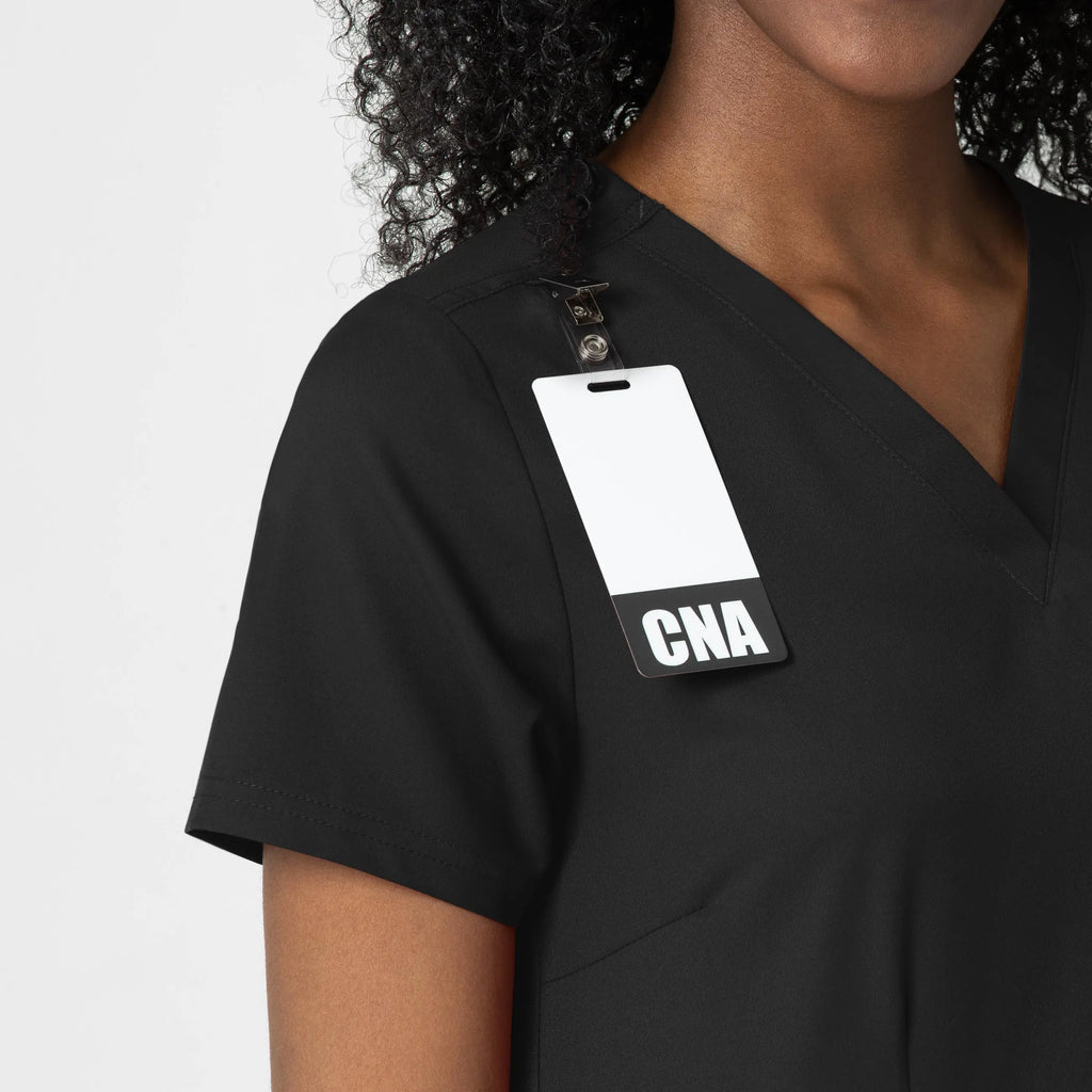 Wink Scrubs Women's Fitted 3-Pocket V-Neck Scrub Top Black | scrub-supply.com