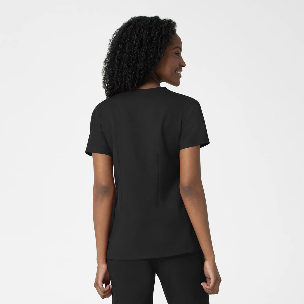 Wink Scrubs Women's Fitted 3-Pocket V-Neck Scrub Top Black | scrub-supply.com