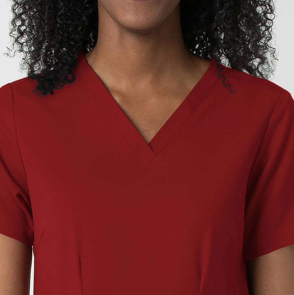 Wink Scrubs Women's Fitted 3-Pocket V-Neck Scrub Top Burgundy | scrub-supply.com