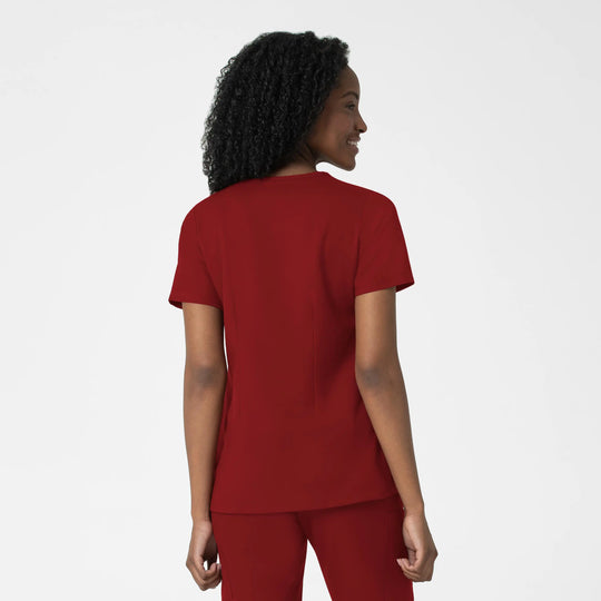 Wink Scrubs Women's Fitted 3-Pocket V-Neck Scrub Top Burgundy | scrub-supply.com