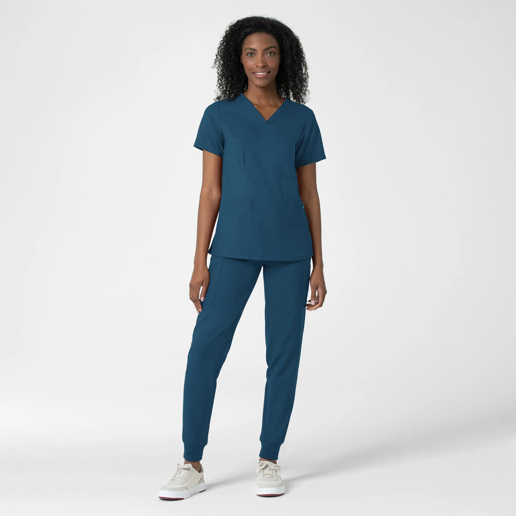 Wink Scrubs Women's Fitted 3-Pocket V-Neck Scrub Top Caribbean Blue | scrub-supply.com