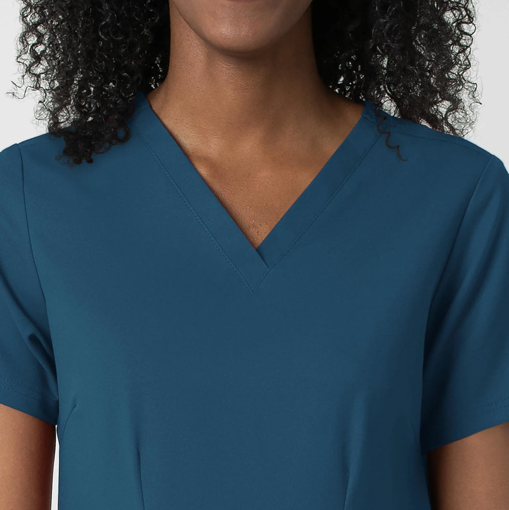 Wink Scrubs Women's Fitted 3-Pocket V-Neck Scrub Top Caribbean Blue | scrub-supply.com