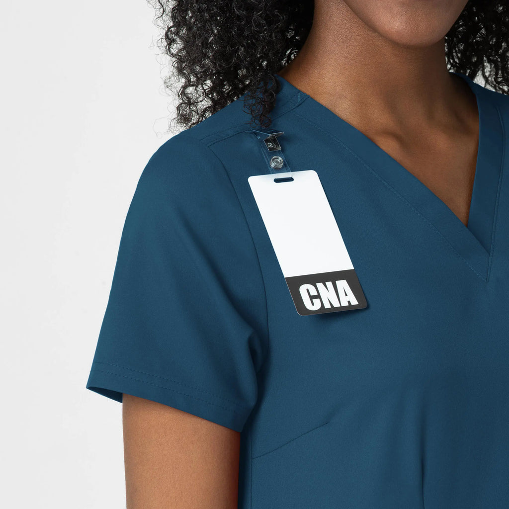 Wink Scrubs Women's Fitted 3-Pocket V-Neck Scrub Top Caribbean Blue | scrub-supply.com