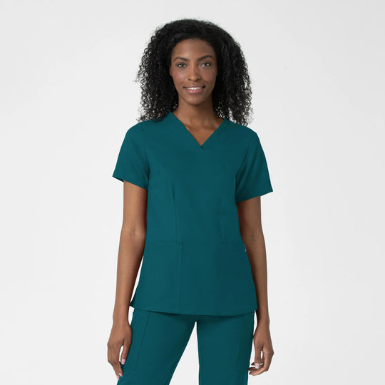 Wink Scrubs Women's Fitted 3-Pocket V-Neck Scrub Top Caribbean Blue | scrub-supply.com