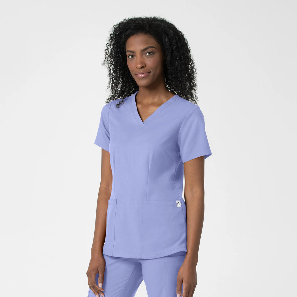 Wink Scrubs Women's Fitted 3-Pocket V-Neck Scrub Top Ceil Blue | scrub-supply.com