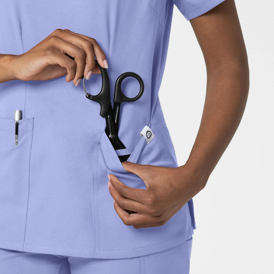 Wink Scrubs Women's Fitted 3-Pocket V-Neck Scrub Top Ceil Blue | scrub-supply.com