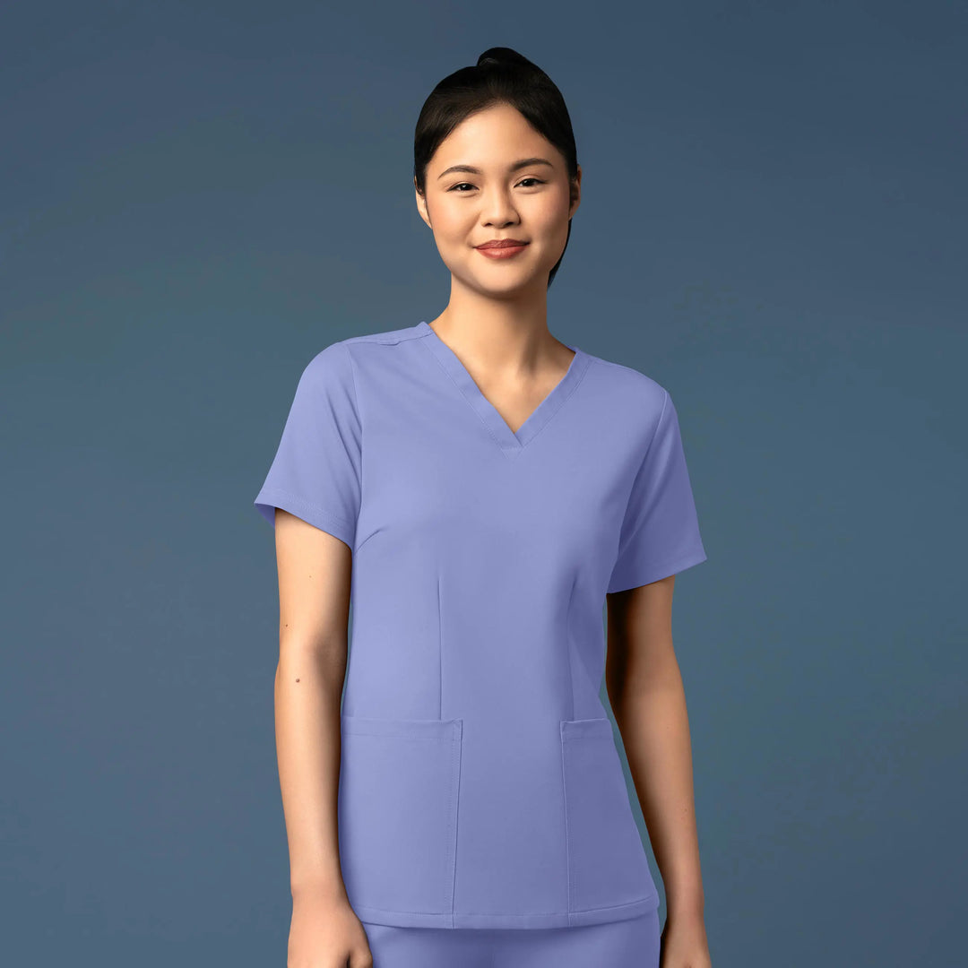Wink Scrubs Women's Fitted 3-Pocket V-Neck Scrub Top Ceil Blue | scrub-supply.com