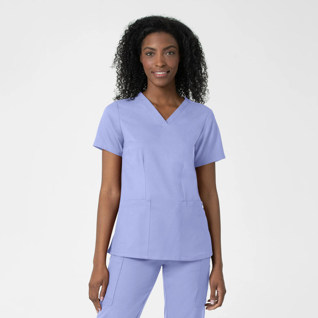 Wink Scrubs Women's Fitted 3-Pocket V-Neck Scrub Top Ceil Blue | scrub-supply.com