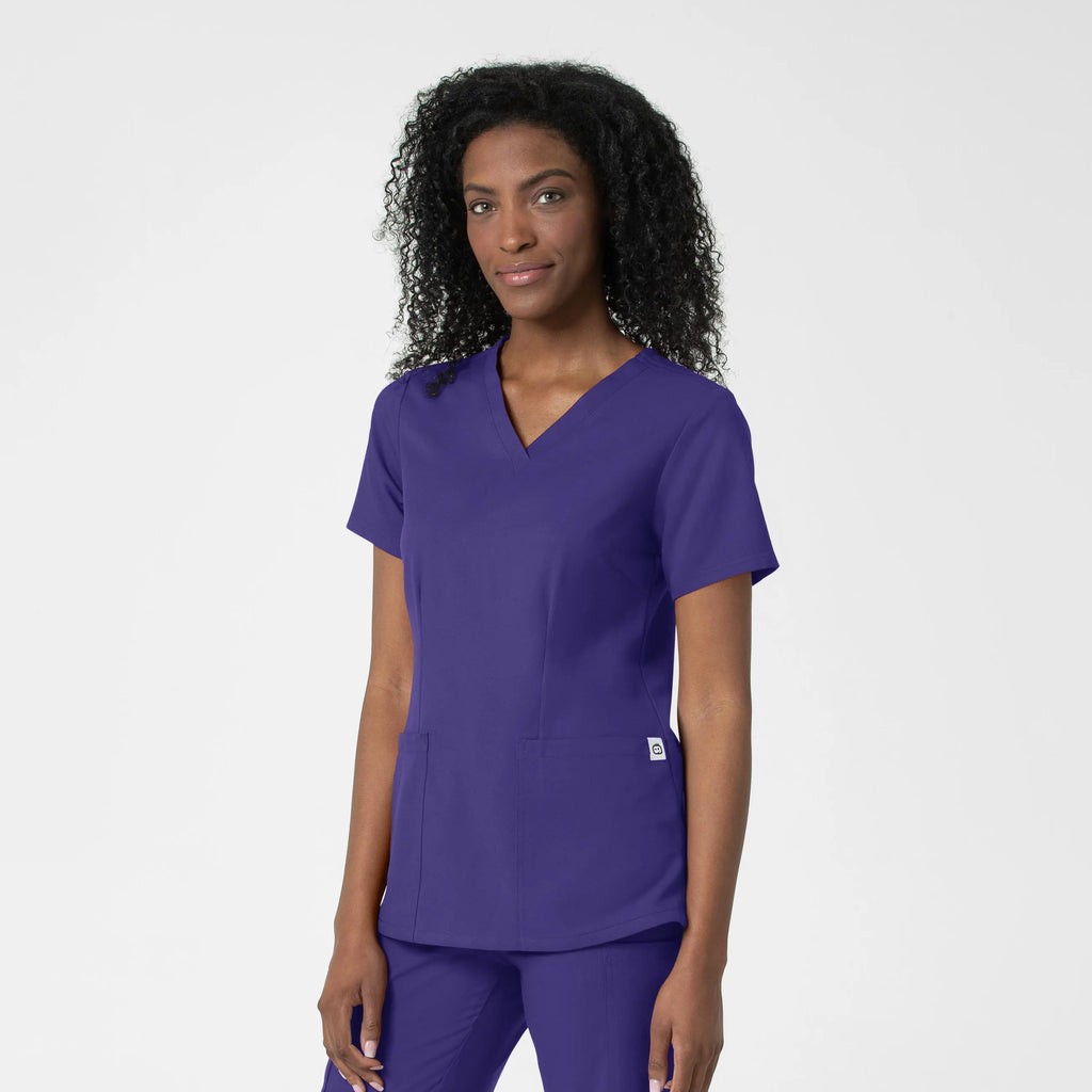 Wink Scrubs Women's Fitted 3-Pocket V-Neck Scrub Top Grape | scrub-supply.com