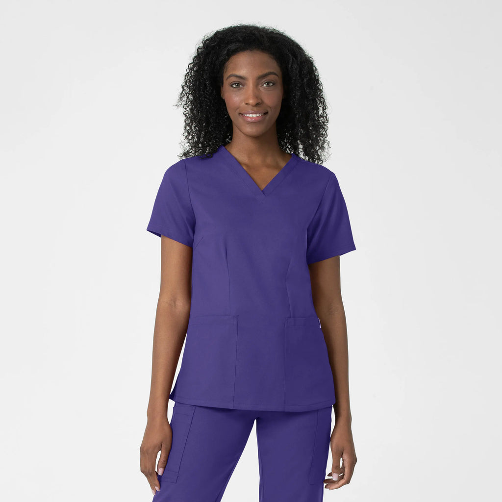 Wink Scrubs Women's Fitted 3-Pocket V-Neck Scrub Top Grape | scrub-supply.com