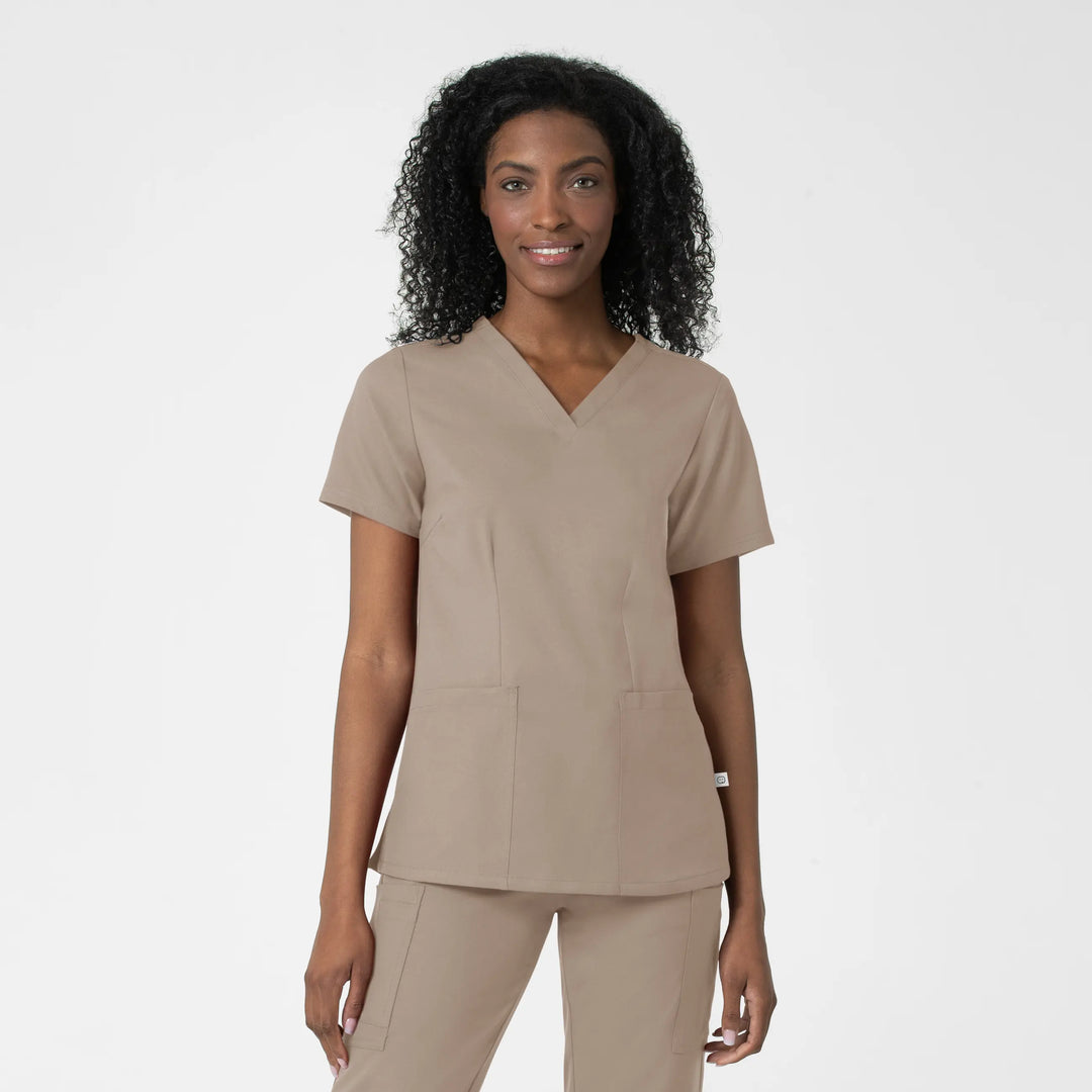 Wink Scrubs Women's Fitted 3-Pocket V-Neck Scrub Top Haze | scrub-supply.com