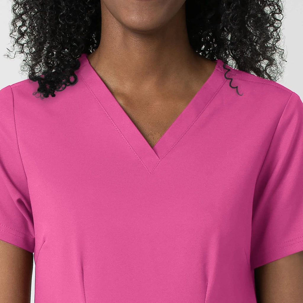 Wink Scrubs Women's Fitted 3-Pocket V-Neck Scrub Top Hot Pink | scrub-supply.com