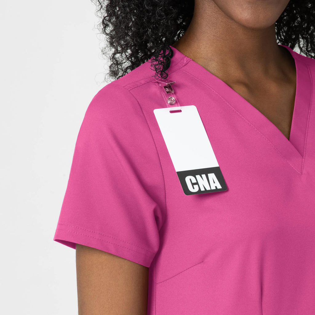 Wink Scrubs Women's Fitted 3-Pocket V-Neck Scrub Top Hot Pink | scrub-supply.com