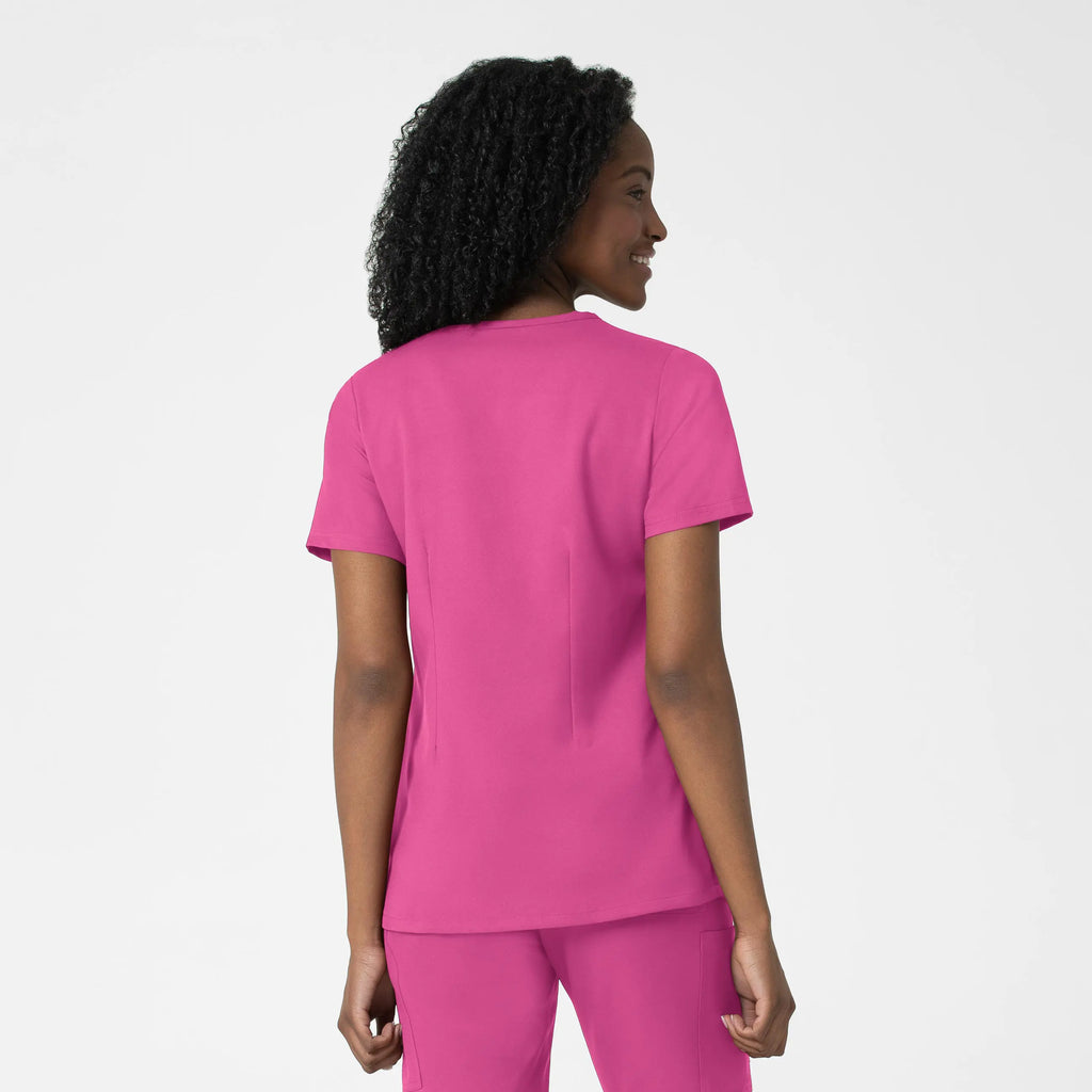 Wink Scrubs Women's Fitted 3-Pocket V-Neck Scrub Top Hot Pink | scrub-supply.com