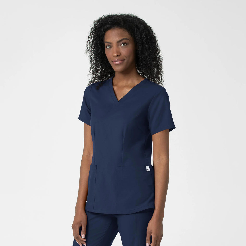 Wink Scrubs Women's Fitted 3-Pocket V-Neck Scrub Top Navy | scrub-supply.com