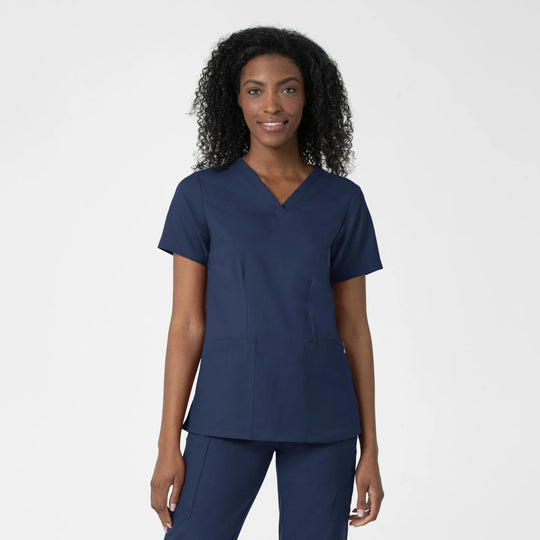 Wink Scrubs Women's Fitted 3-Pocket V-Neck Scrub Top Navy | scrub-supply.com