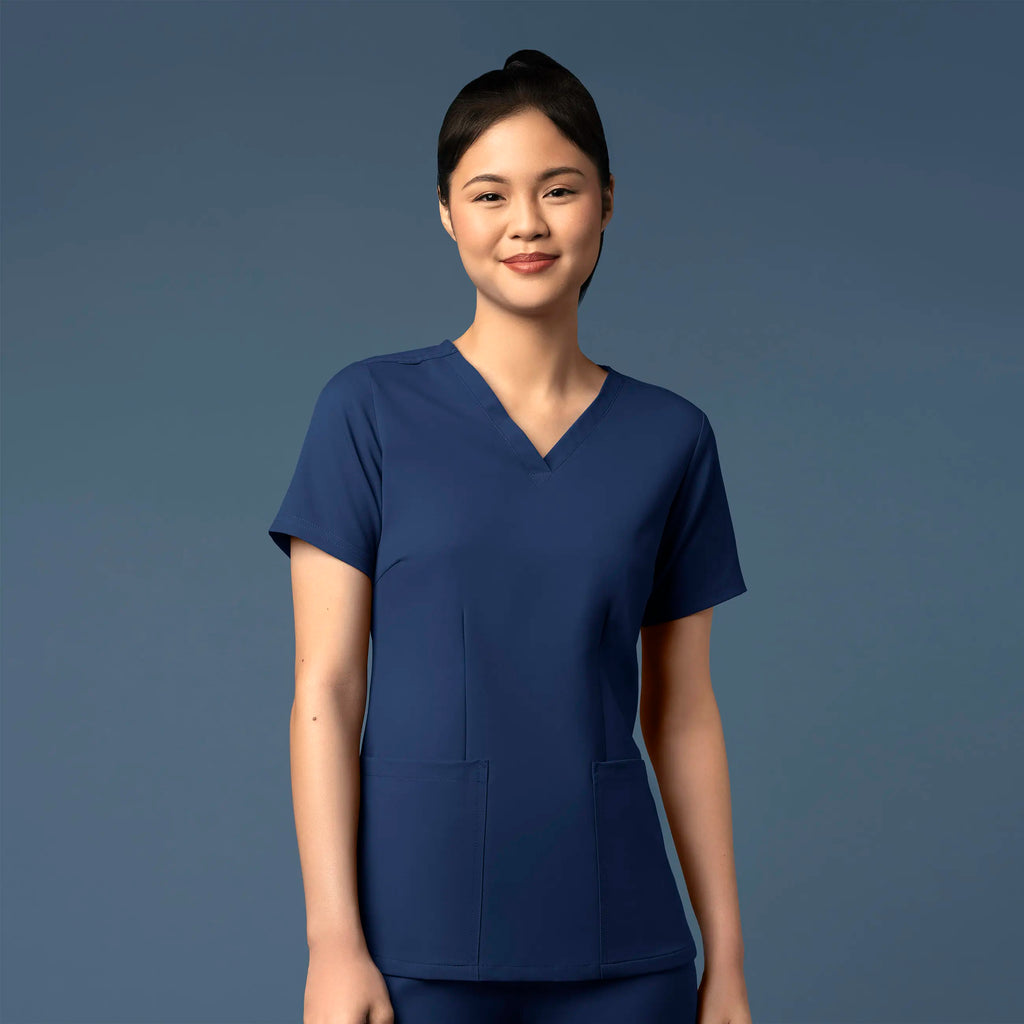 Wink Scrubs Women's Fitted 3-Pocket V-Neck Scrub Top Navy | scrub-supply.com