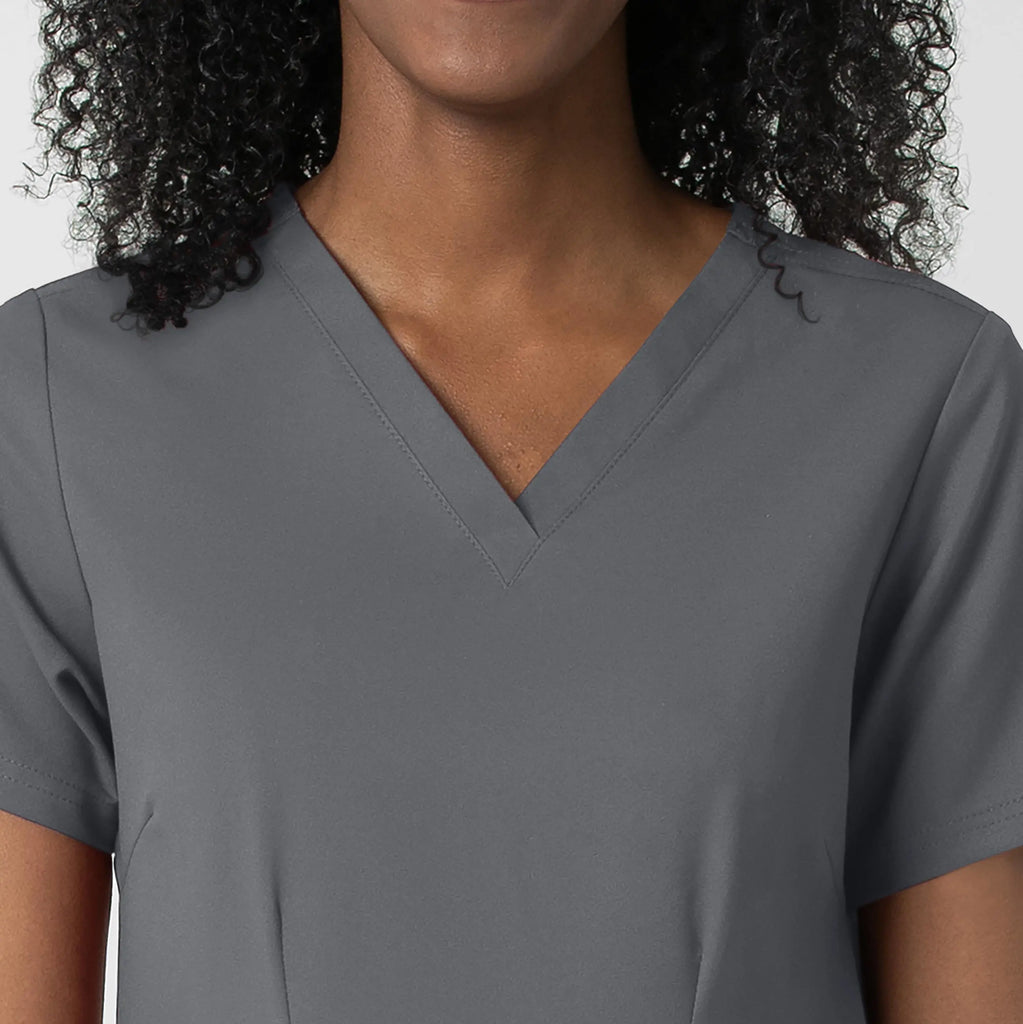 Wink Scrubs Women's Fitted 3-Pocket V-Neck Scrub Top Pewter | scrub-supply.com