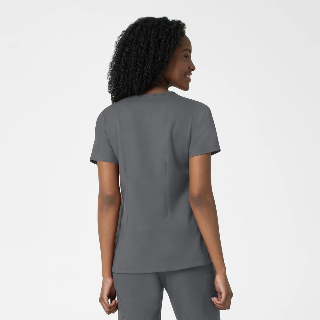 Wink Scrubs Women's Fitted 3-Pocket V-Neck Scrub Top Pewter | scrub-supply.com