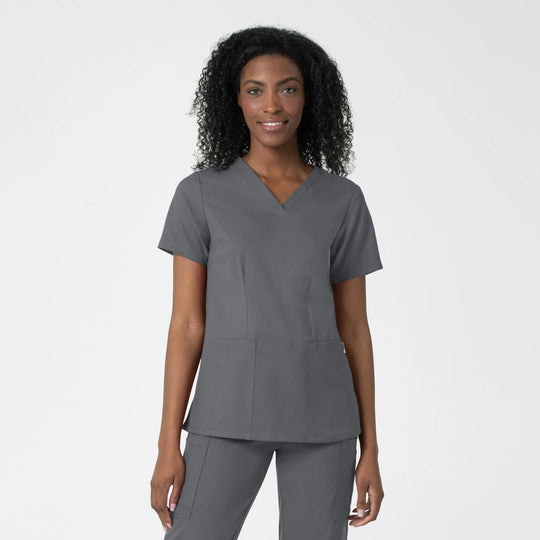 Wink Scrubs Women's Fitted 3-Pocket V-Neck Scrub Top Pewter | scrub-supply.com