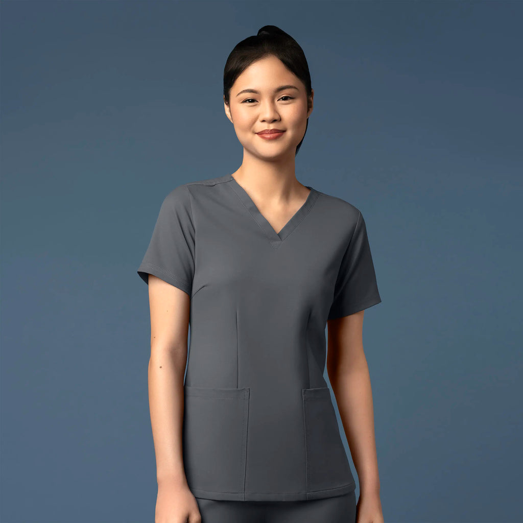 Wink Scrubs Women's Fitted 3-Pocket V-Neck Scrub Top Pewter | scrub-supply.com