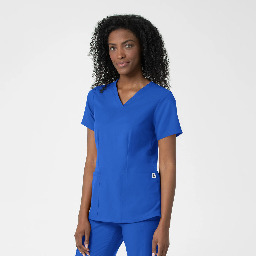 Wink Scrubs Women's Fitted 3-Pocket V-Neck Scrub Top Royal Blue | scrub-supply.com