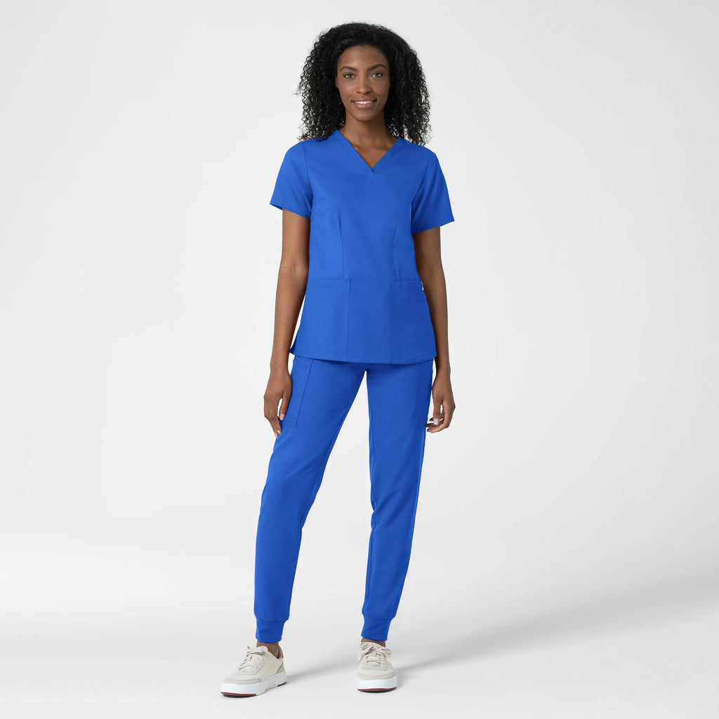 Wink Scrubs Women's Fitted 3-Pocket V-Neck Scrub Top Royal Blue | scrub-supply.com