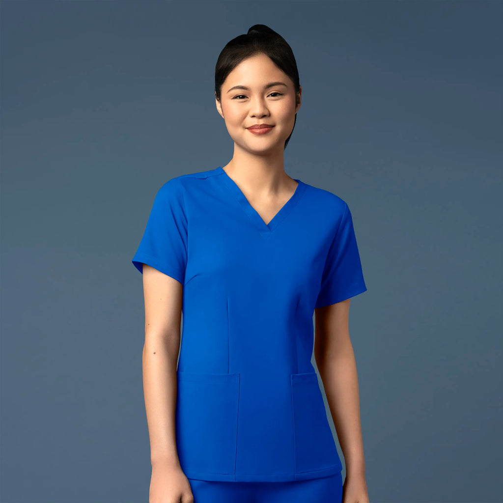 Wink Scrubs Women's Fitted 3-Pocket V-Neck Scrub Top Royal Blue | scrub-supply.com