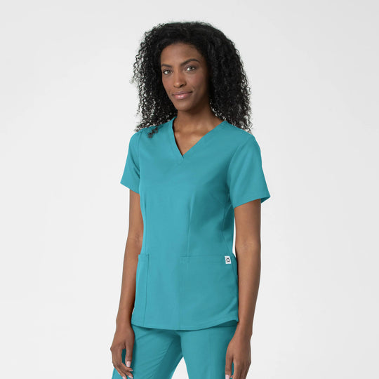 Wink Scrubs Women's Fitted 3-Pocket V-Neck Scrub Top Teal | scrub-supply.com