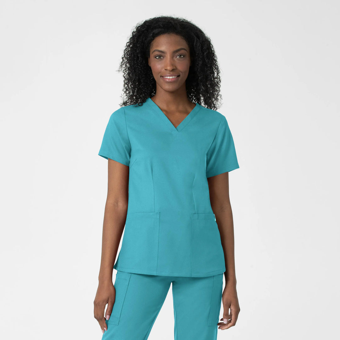 Wink Scrubs Women's Fitted 3-Pocket V-Neck Scrub Top Teal | scrub-supply.com