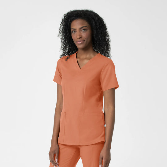 Wink Scrubs Women's Fitted 3-Pocket V-Neck Scrub Top Terracotta | scrub-supply.com