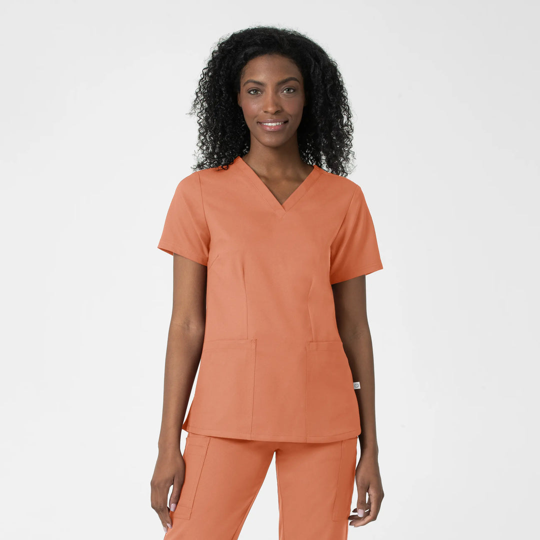 Wink Scrubs Women's Fitted 3-Pocket V-Neck Scrub Top Terracotta | scrub-supply.com