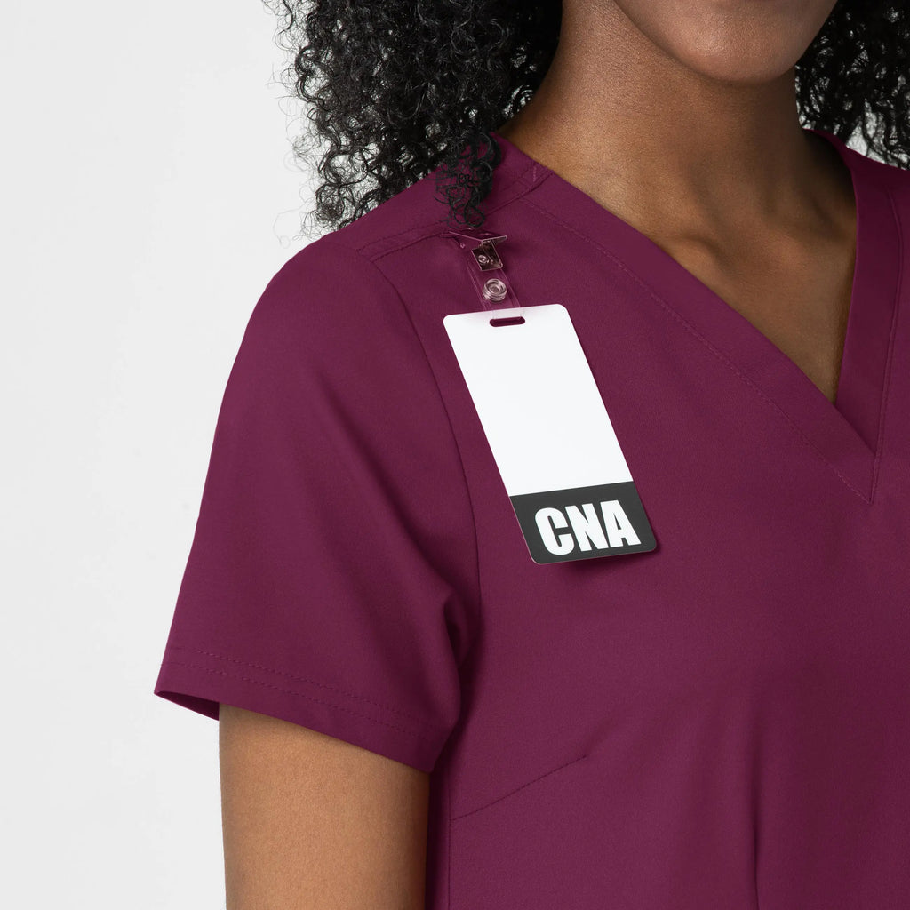 Wink Scrubs Women's Fitted 3-Pocket V-Neck Scrub Top Wine | scrub-supply.com