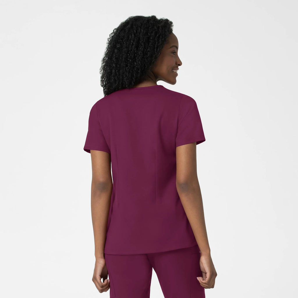 Wink Scrubs Women's Fitted 3-Pocket V-Neck Scrub Top Wine | scrub-supply.com