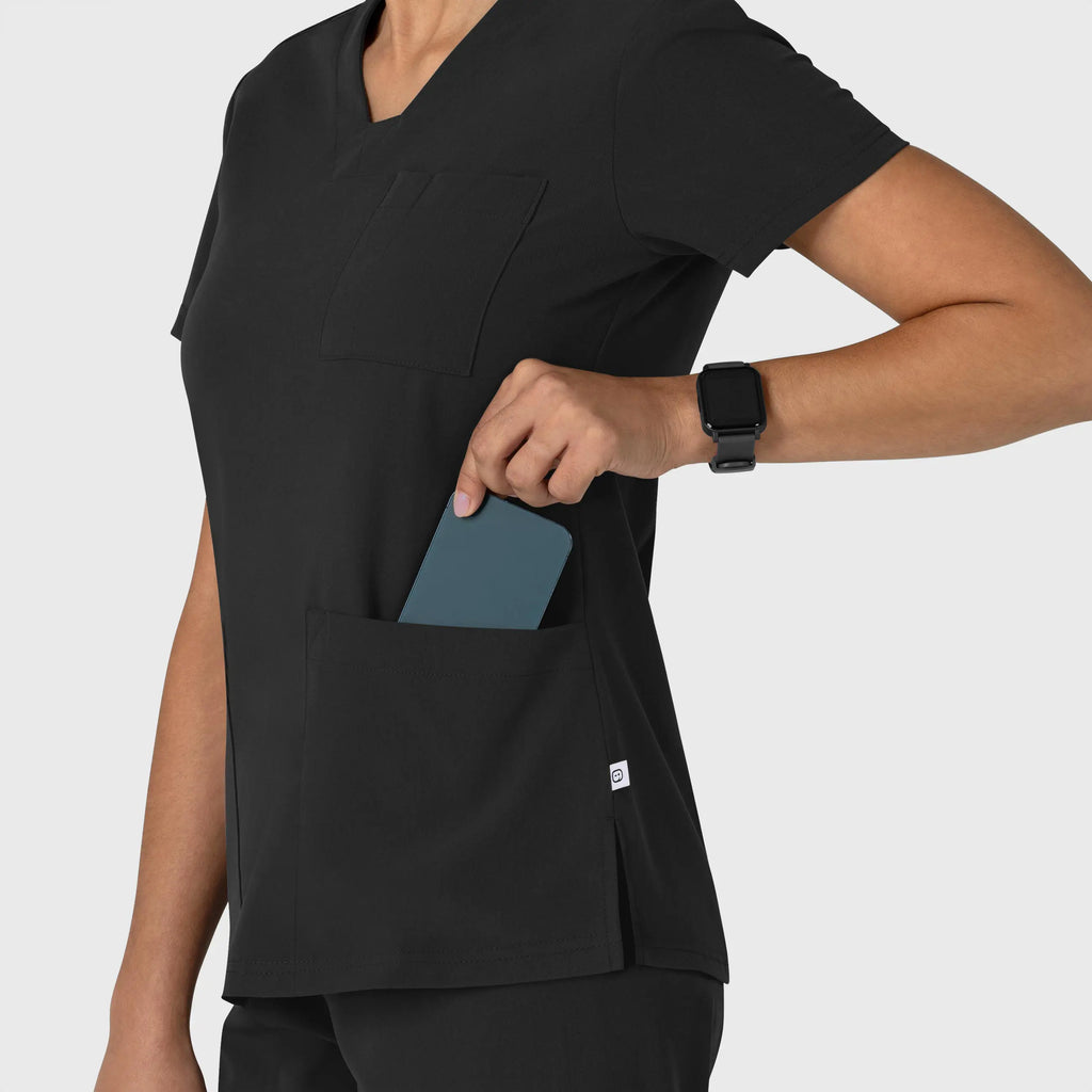 Wink Scrubs Women's Nova Flex-n-Reach V-Neck Scrub Top Black | scrub-supply.com