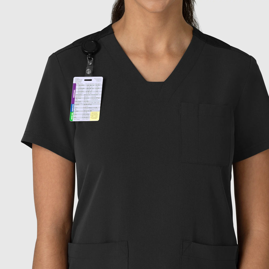 Wink Scrubs Women's Nova Flex-n-Reach V-Neck Scrub Top Black | scrub-supply.com