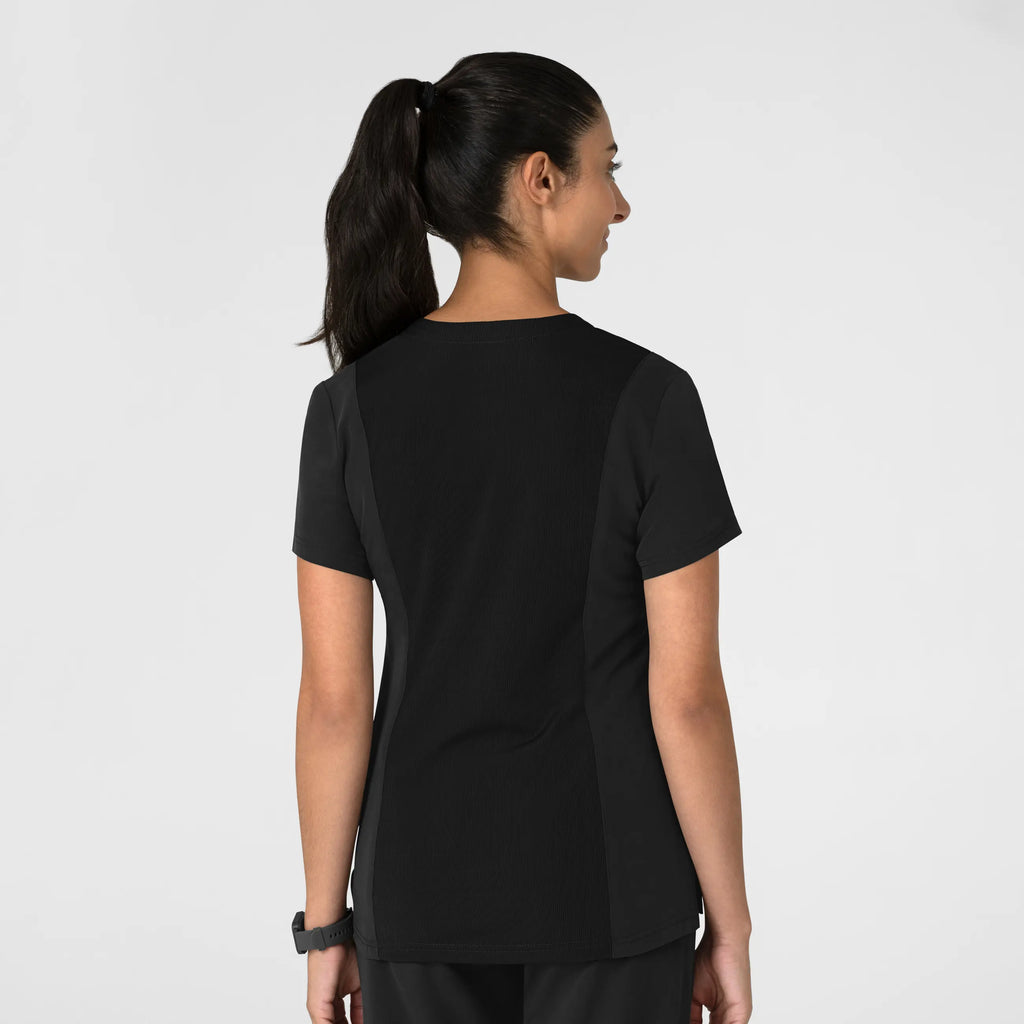 Wink Scrubs Women's Nova Flex-n-Reach V-Neck Scrub Top Black | scrub-supply.com