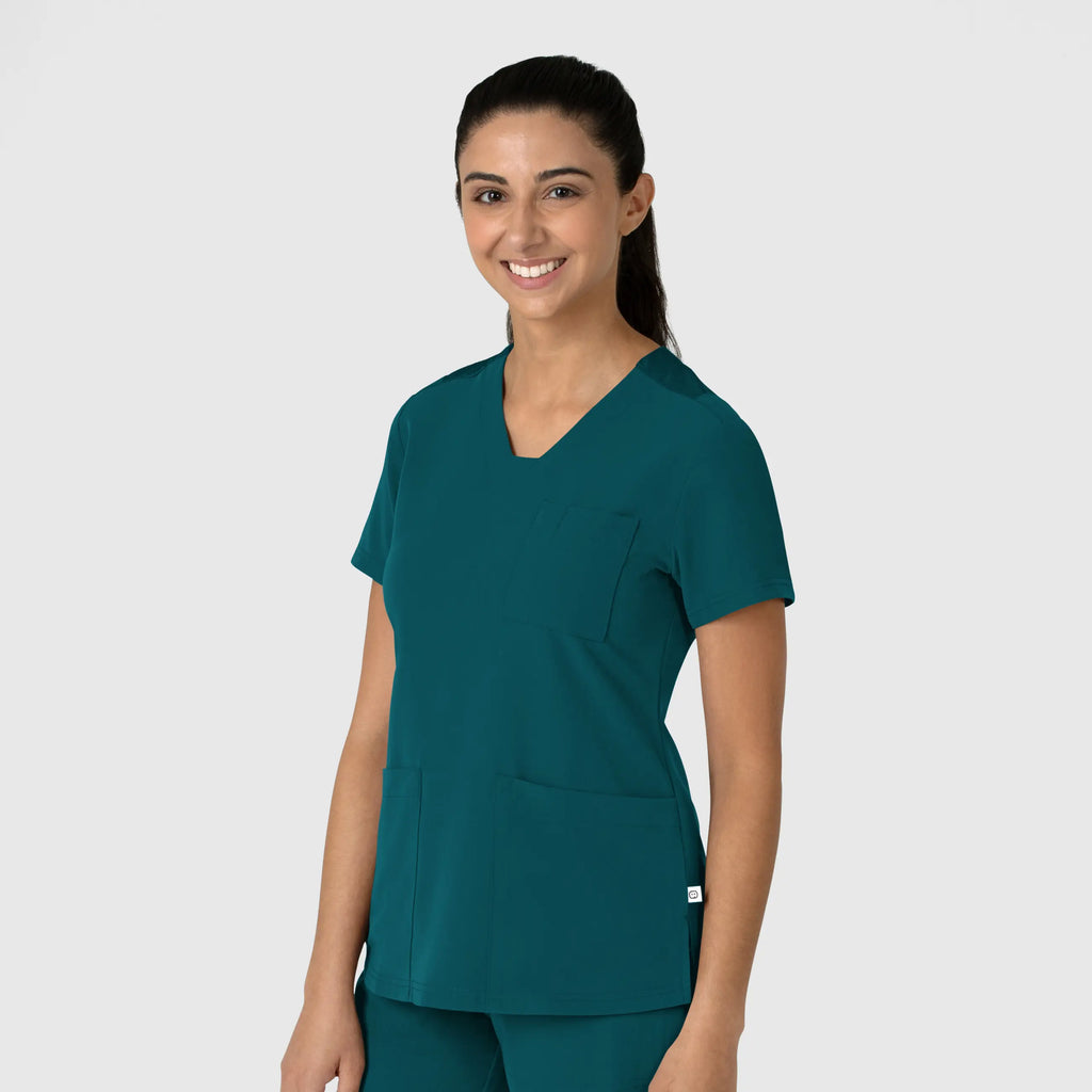 Wink Scrubs Women's Nova Flex-n-Reach V-Neck Scrub Top Caribbean Blue | scrub-supply.com