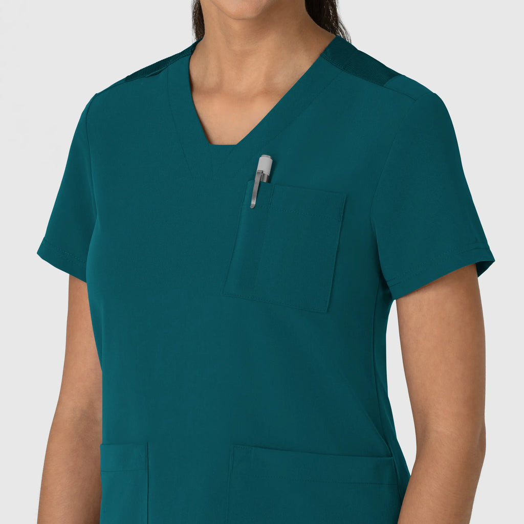 Wink Scrubs Women's Nova Flex-n-Reach V-Neck Scrub Top Caribbean Blue | scrub-supply.com